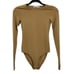 Zara Long Sleeve Bodysuit S Camel Lightweight Base Layer Stretch Round Neck