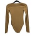 Zara Long Sleeve Bodysuit S Camel Lightweight Base Layer Stretch Round Neck