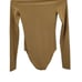 Zara Long Sleeve Bodysuit S Camel Lightweight Base Layer Stretch Round Neck