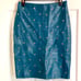 Vtg Julian K Teal Leather Grommet Pencil Skirt