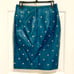 Vtg Julian K Teal Leather Grommet Pencil Skirt