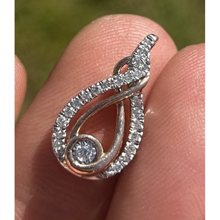 Interwoven 925 Sterling silver 14k Yellow gold Diamond Pendant