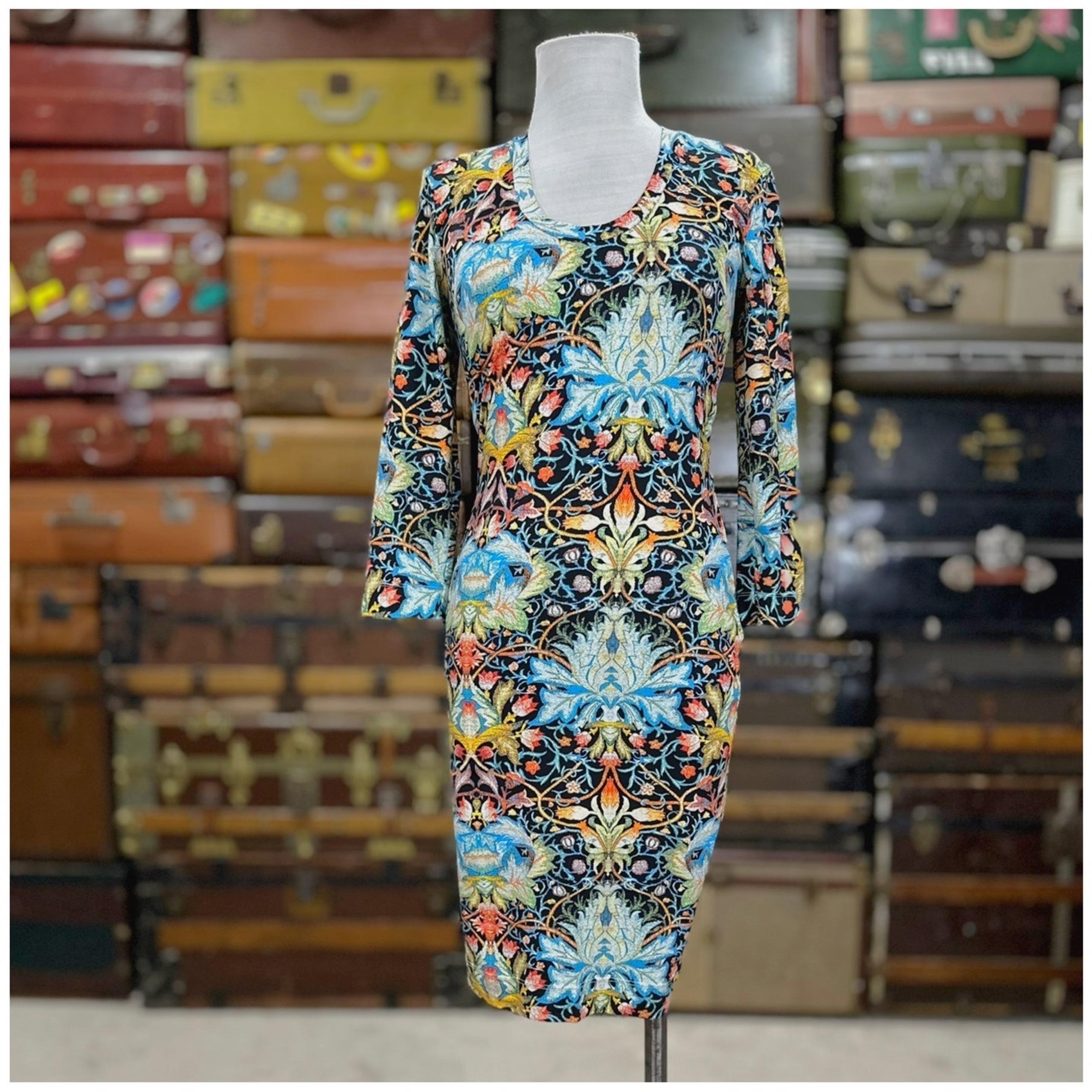 Just Cavalli Lotus Printed Jersey Sheath Dress Womens Size Medium Black Multi