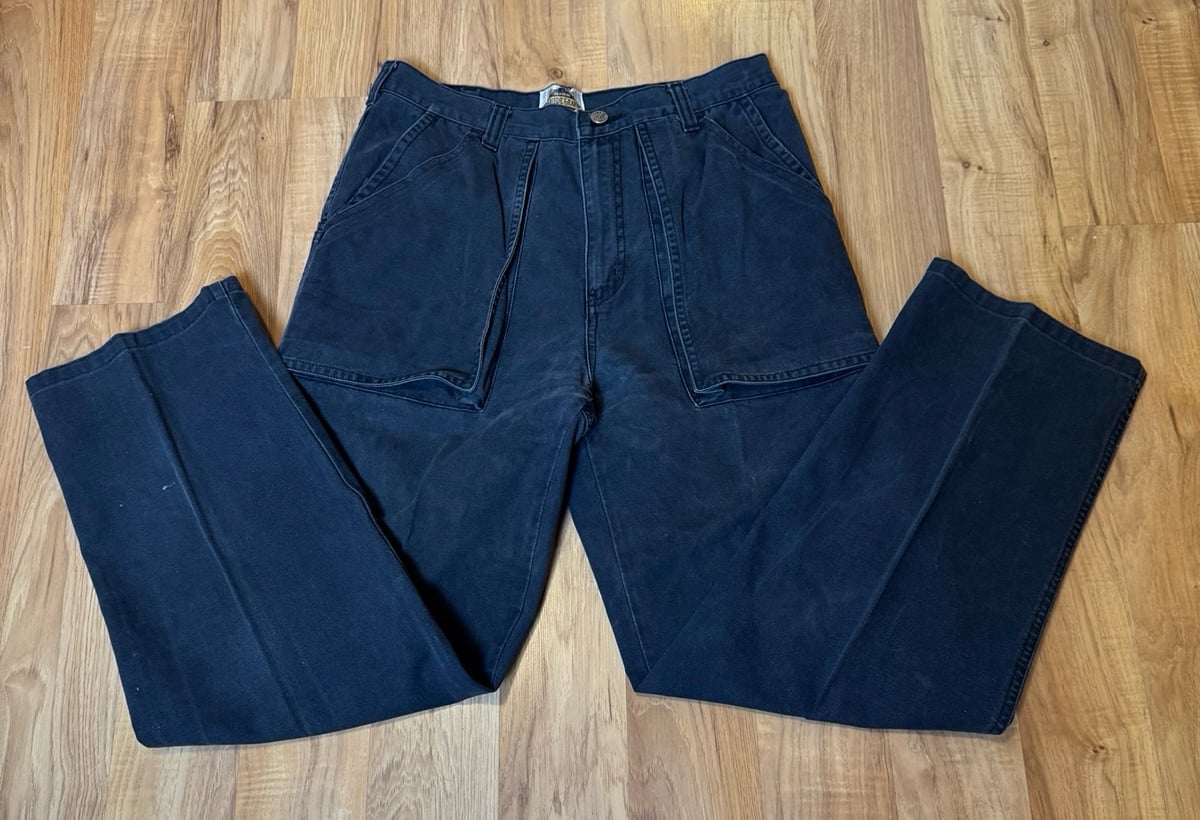 Vintage GUIDE GEAR Canvas Pants Men’s 31x29 Navy/ Gray Big Pockets Work READ
