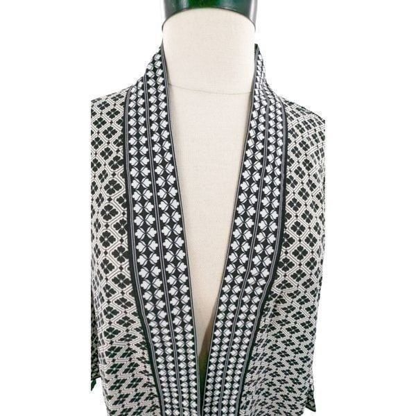 Max Studio Women's White Damask Floral Print Kimono Sleeve Cardigan OSFM