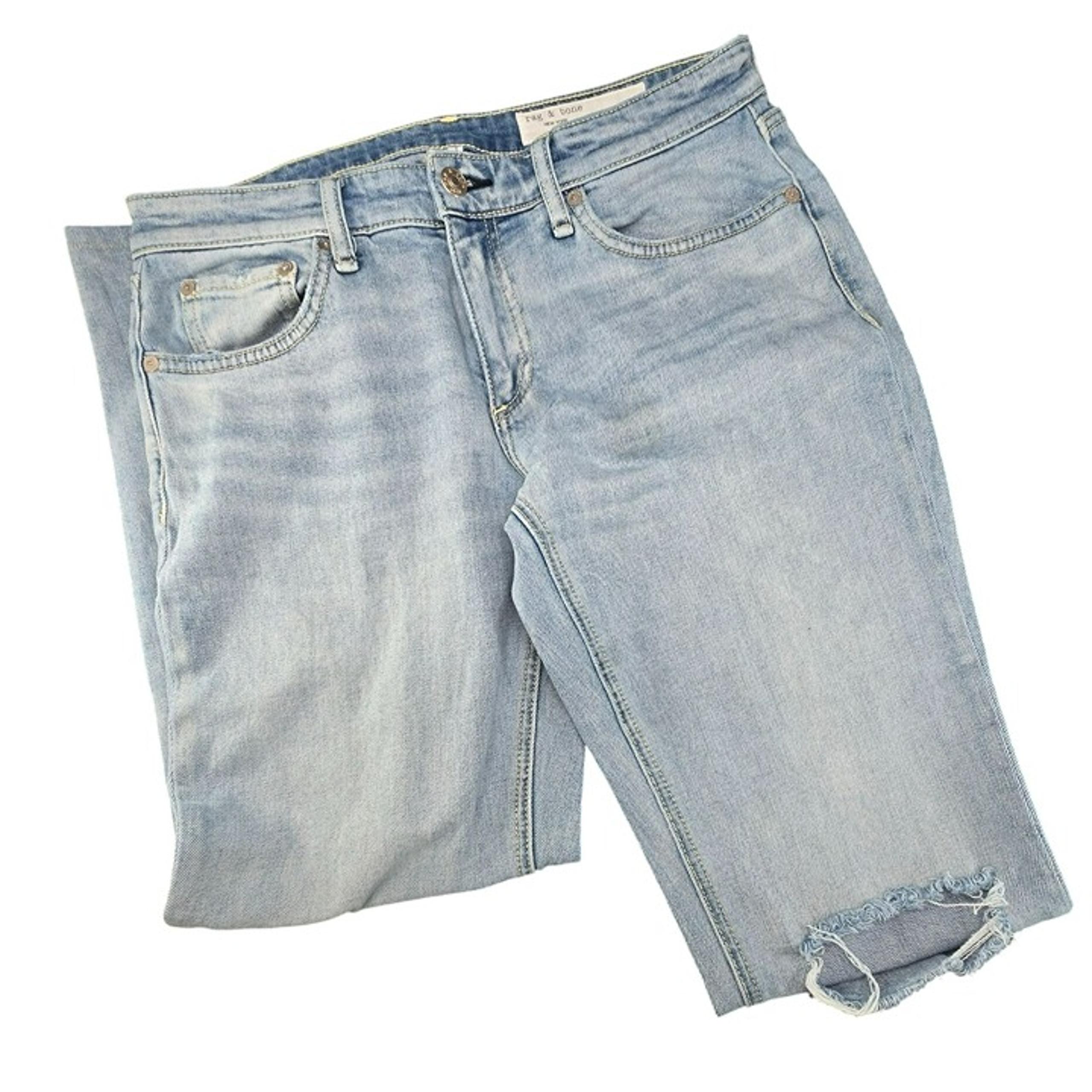 Rag & Bone Jeans Boyfriend Light Wash Distressed Raw Hem Womans Size 27 VL1019
