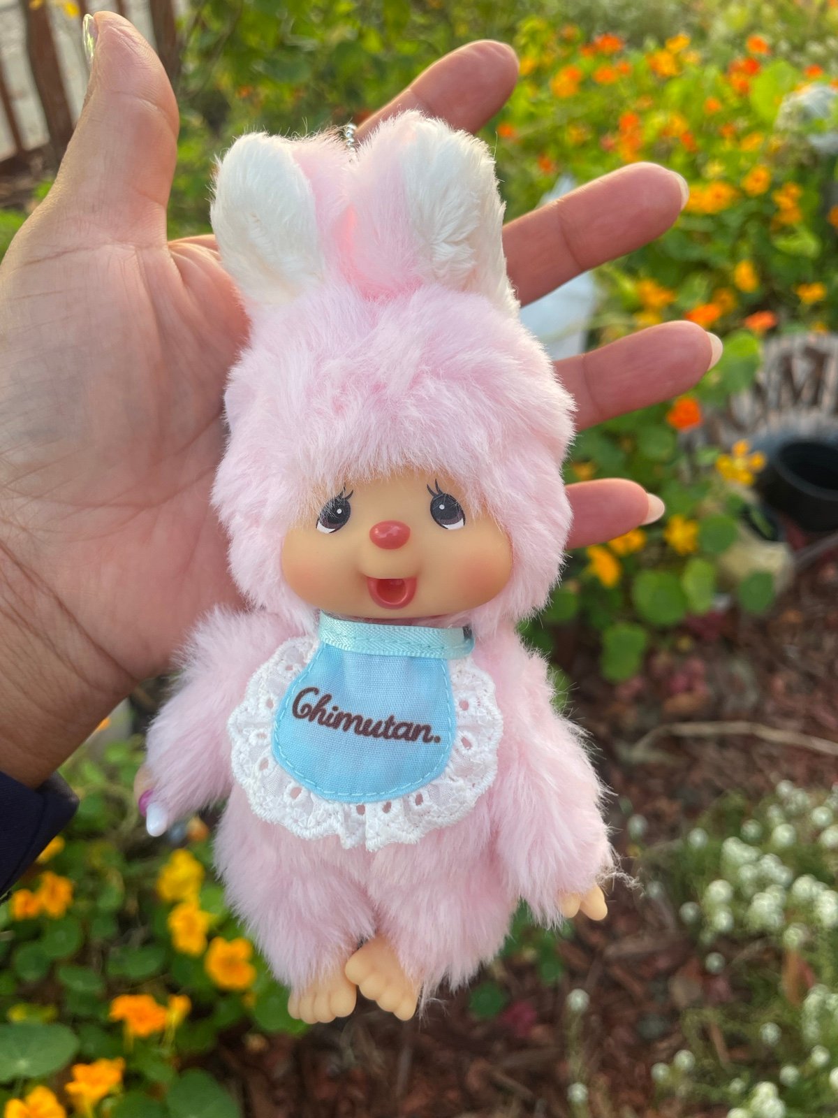 Pink Monchhichi Chimutan keychain