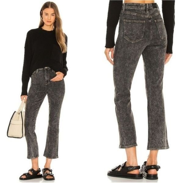 Pistola Lennon High Rise Boot Cut Cropped Ankle Jean Nightcap Black Acid Wash 29