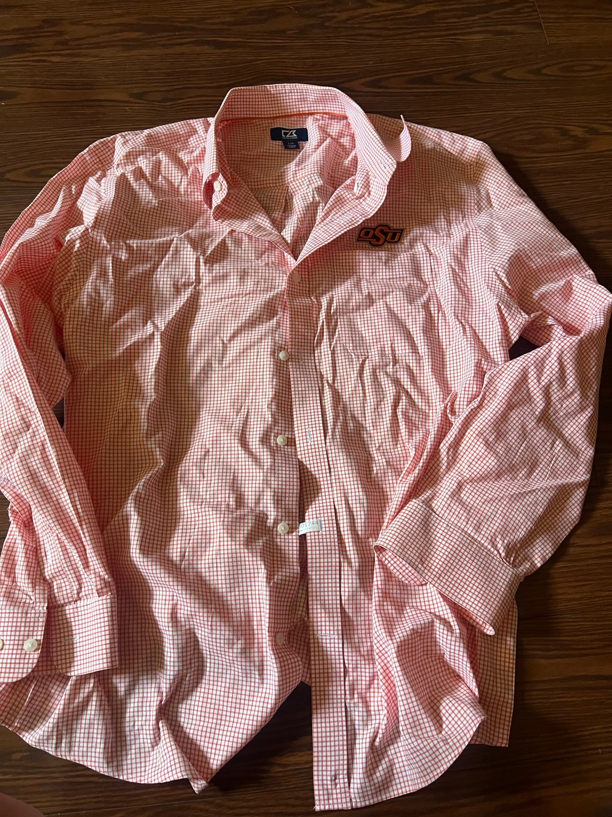 Mens cutter and buck Oklahoma state university long sleeve button down shirt