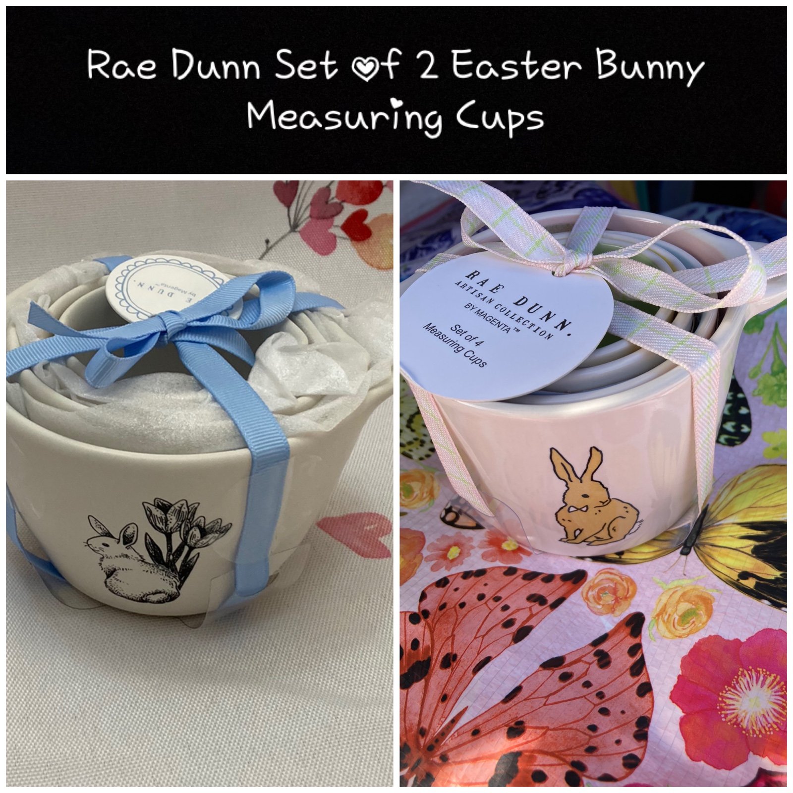 Rae Dunn Set of 2 easter bunny measuring cups