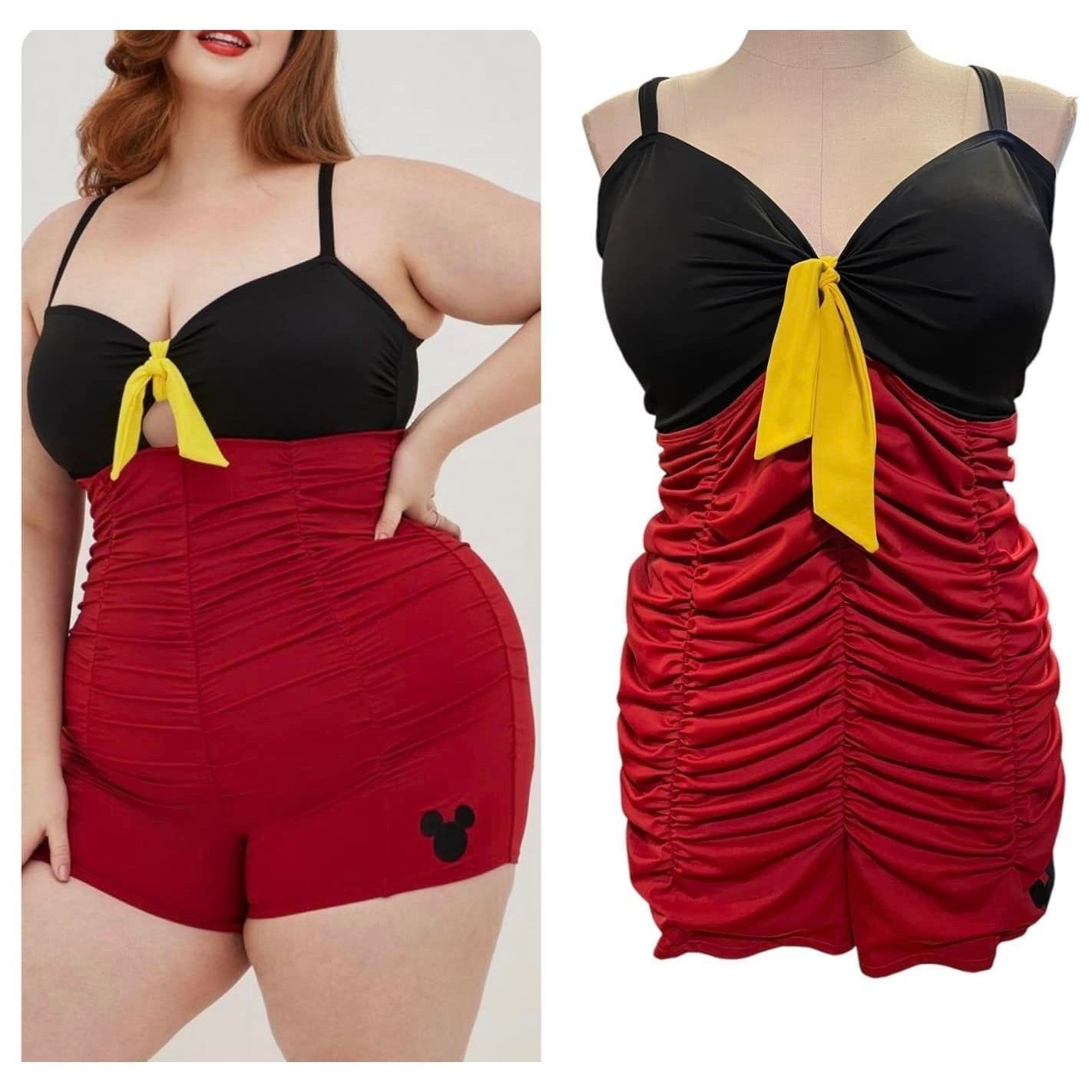 Torrid Size 6 Bra Cup D/DD One Piece Disney Mickey Mouse Romper Pin Up Swimsuit