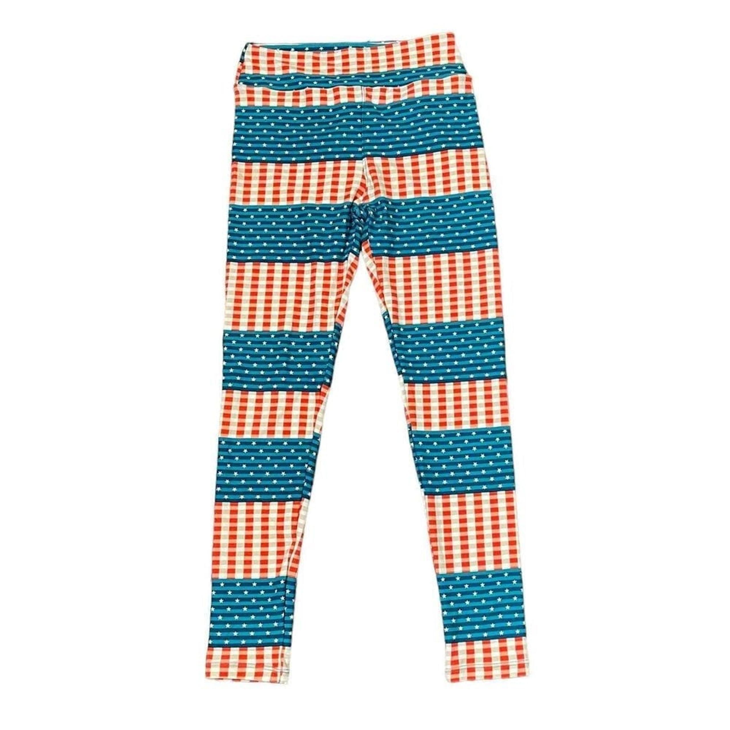 LuLaRoe Leggings One Size Red White & Blue Stars & Stripes USA Womens 23X27