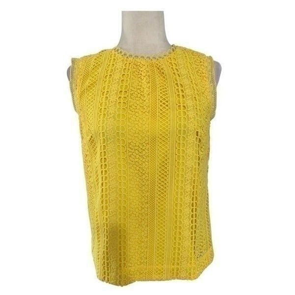 j crew womens new solid yellow lace tank top 2 xs 78