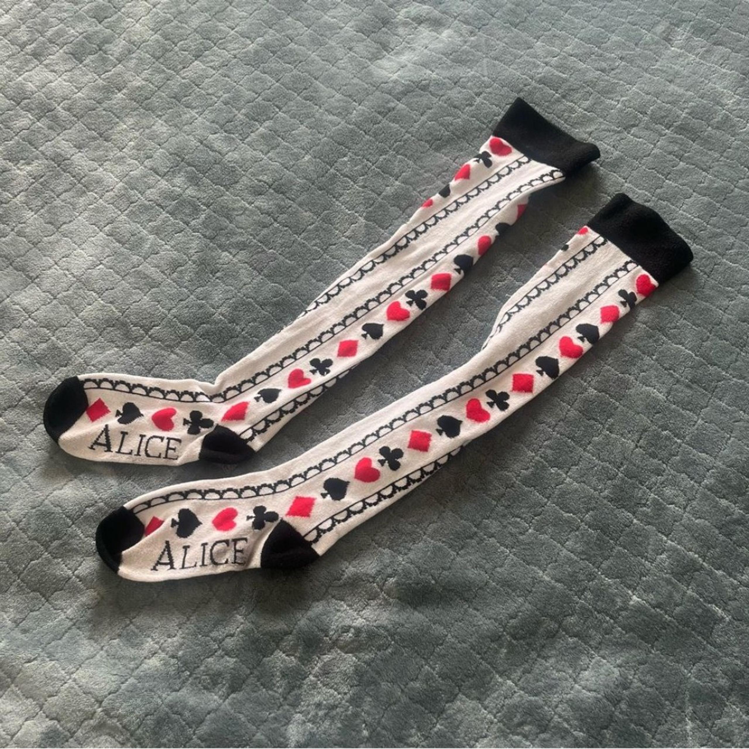 Disney Alice in Wonderland Knee-High Socks - Black, Red, White