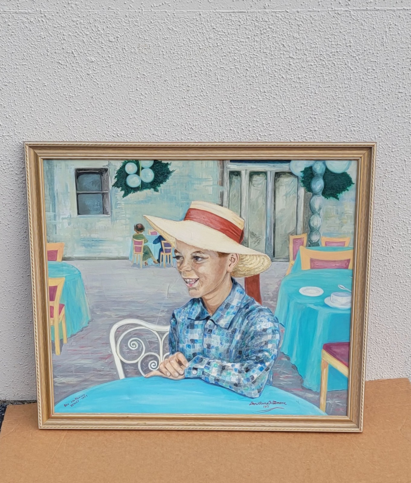VINTAGE 1955 OIL ON CANVAS PAINTING OF VENICE 26X30 FRAMED
