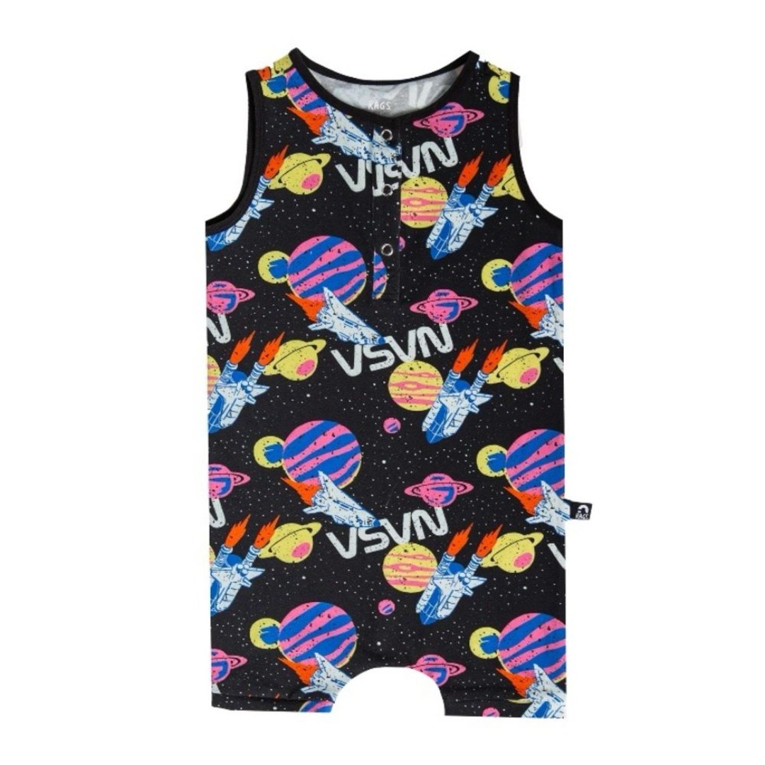 Rags Black & Multicolor NASA Graphic Tank Top Romper Toddler Size 2T