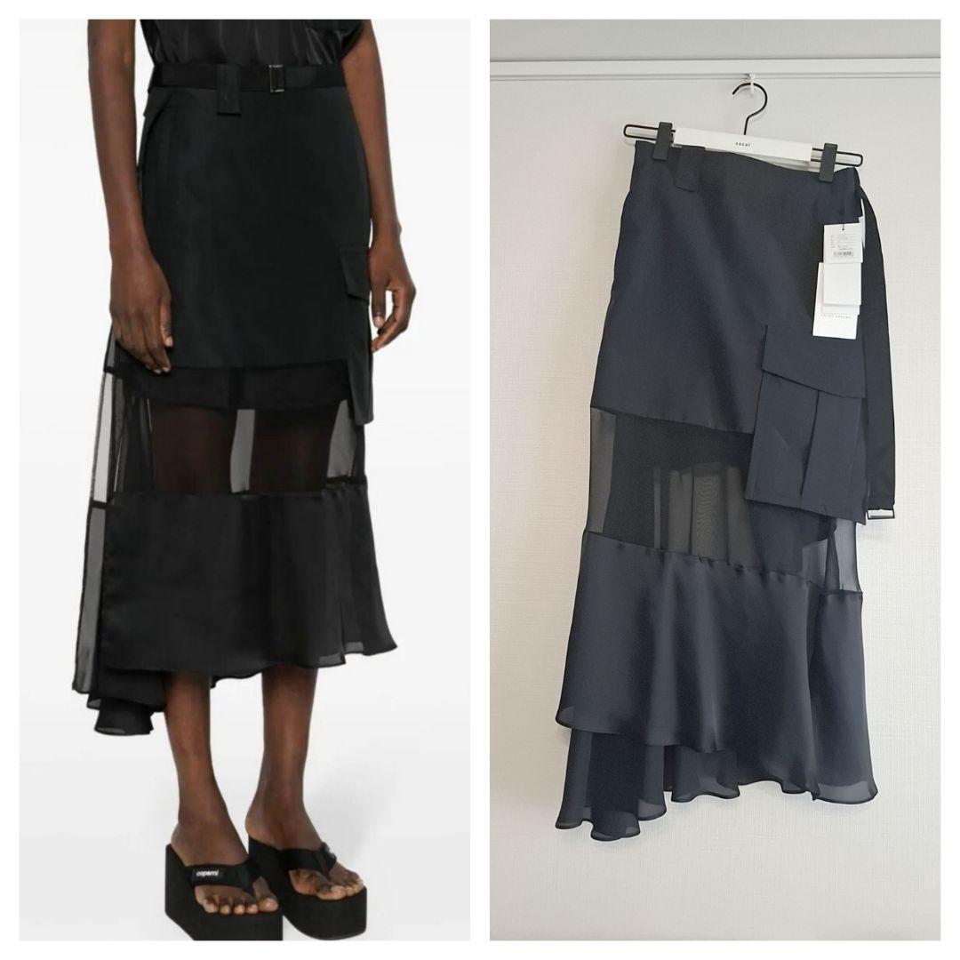 sacai chiffon long skirt