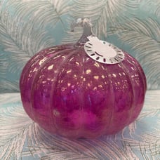 Glass Light up/fushia iridescent pumpkin