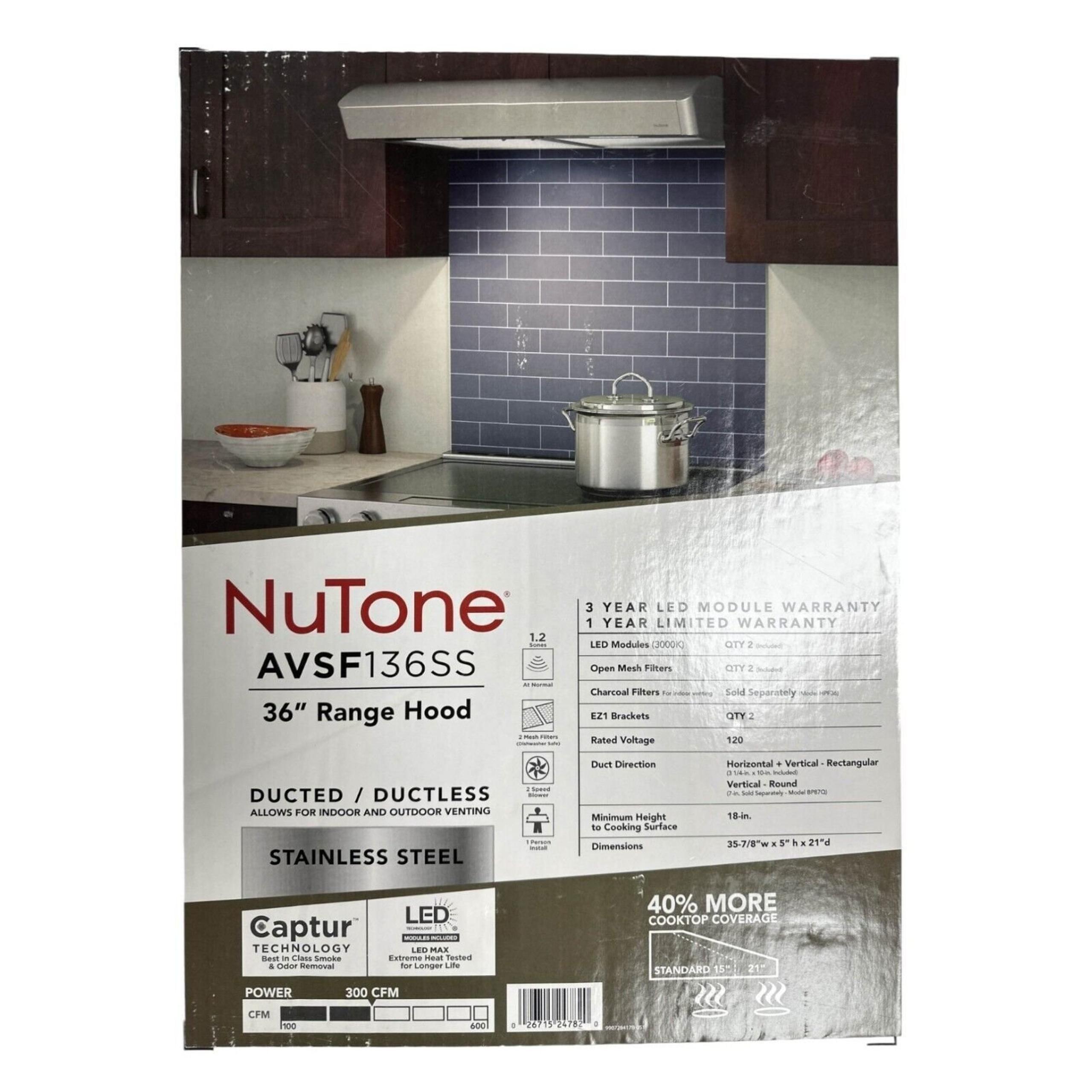 Stainless Steel NuTone AVSF136SS 36" Range Hood -USED-
