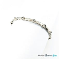 Vintage SU 925 Sterling Silver Black Crystals Links Bracelet
