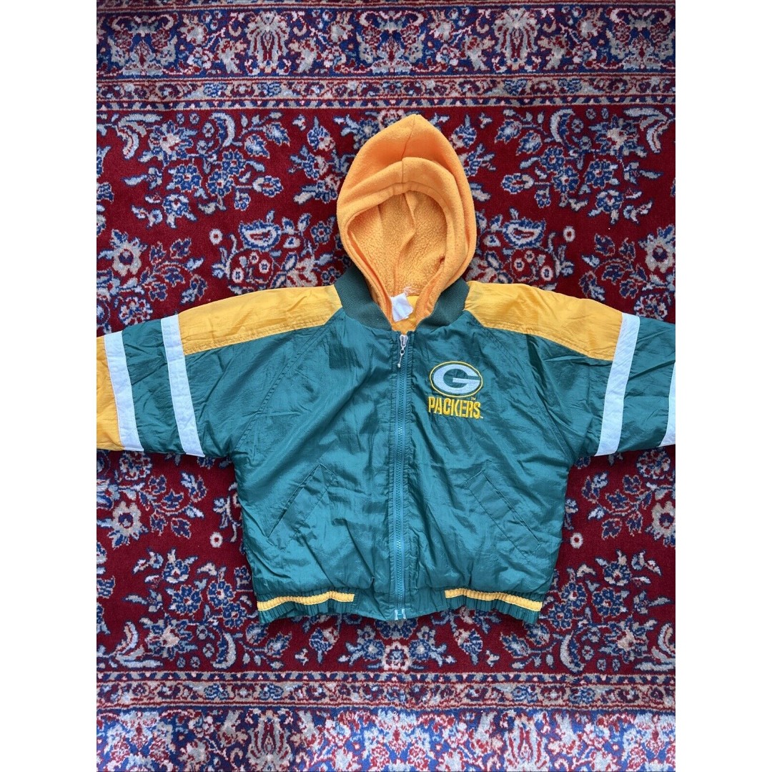 Vtg Green Bay Packers NFL Kids Mighty Mac Jacket Youth Medium 7 90s Puffer