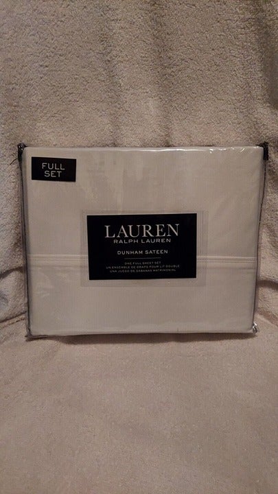 Lauren Ralph Lauren Dunham Sateen 100% Cotton 4Pc Sheet Set - White, FULL Size