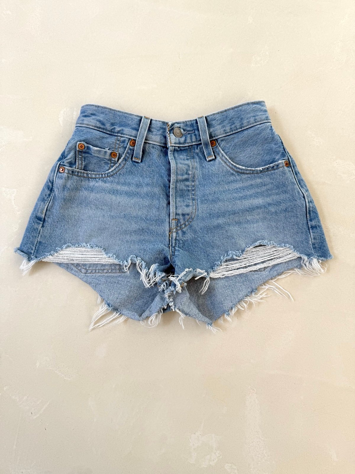 Levi’s 501 High Rise Cheeky Denim Shorts 25
