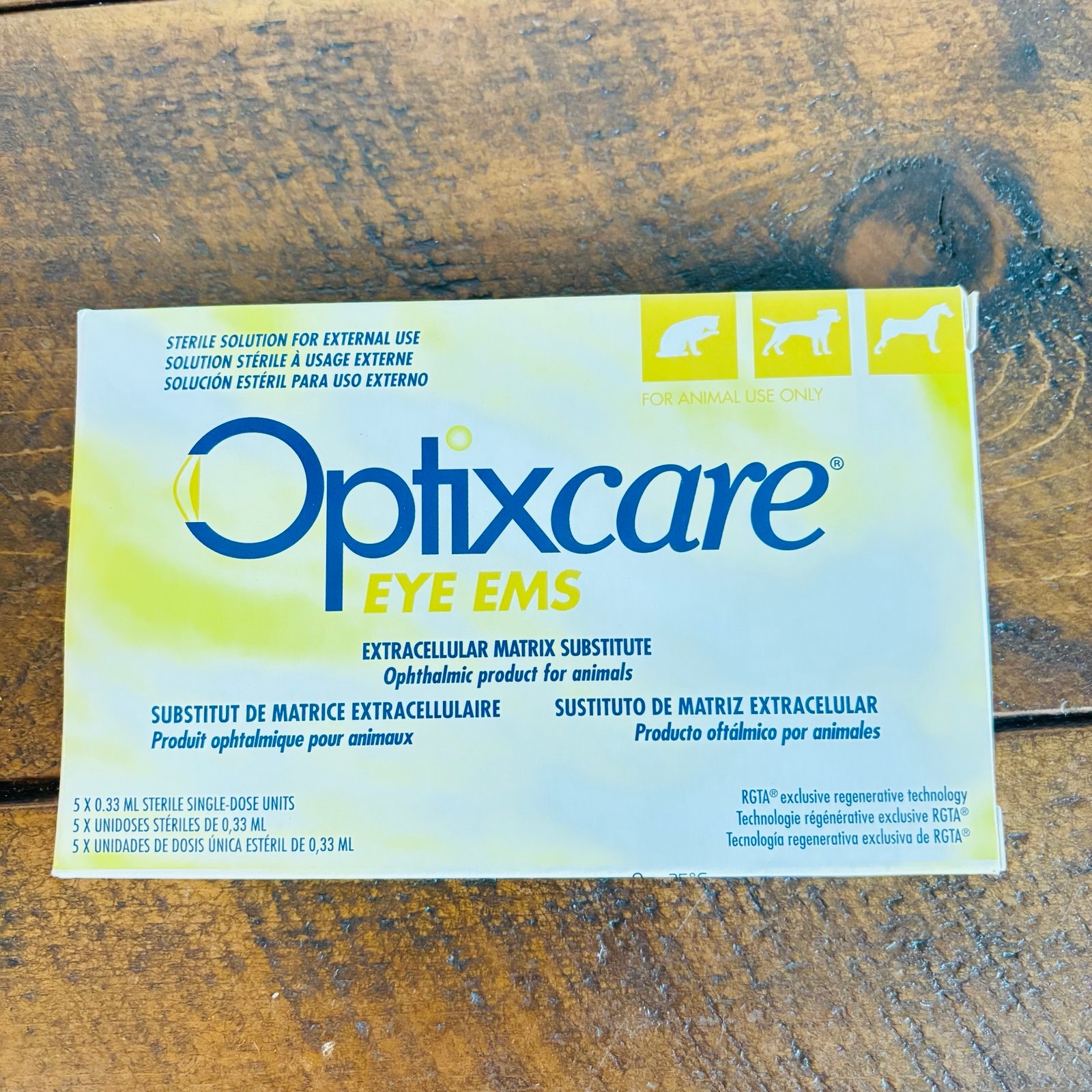 Optixcare Eye EMS For Animals (0.33ml x 5), Promotes Healing of Corneal Ulcers