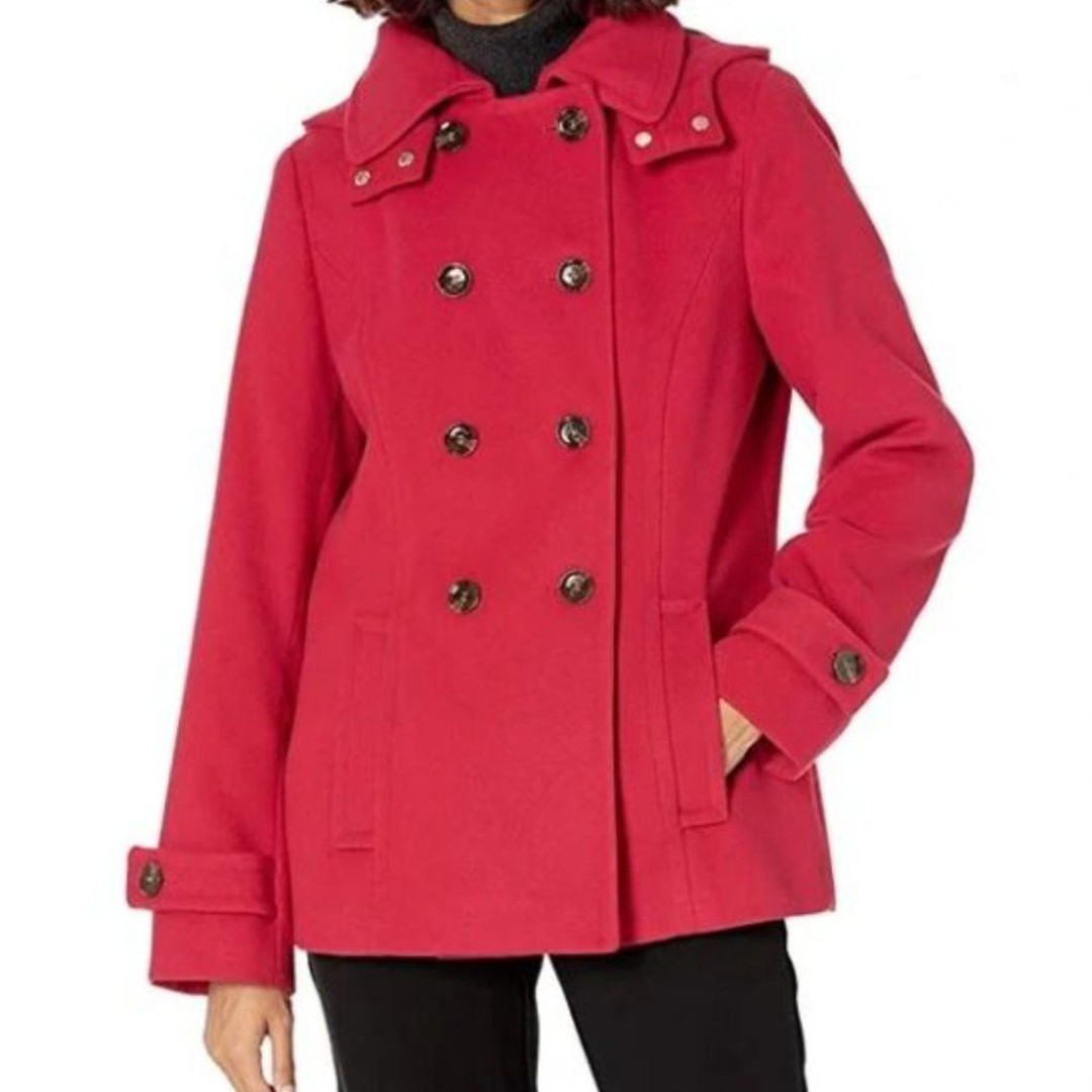 Calvin Klein Red Fully Lined Double Breasted Peacoat Size 4