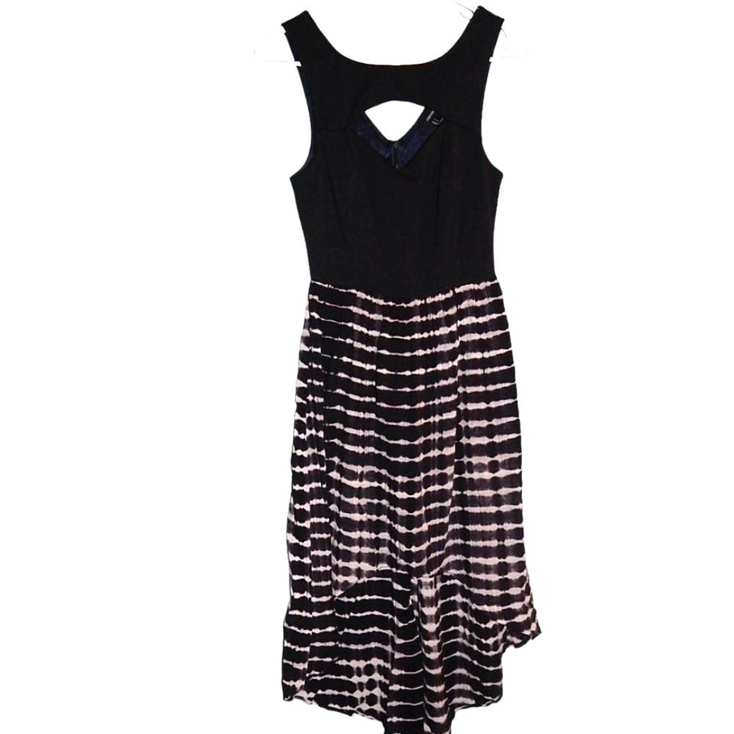 FOREVER21 women's small black pink tie-dye stripe high low flowy tank dress