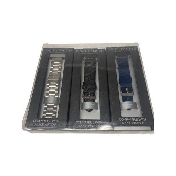 Vince Camuto Apple Watch Band 3pc Set Stainless Steel, Rubber & Leather 42/44mm