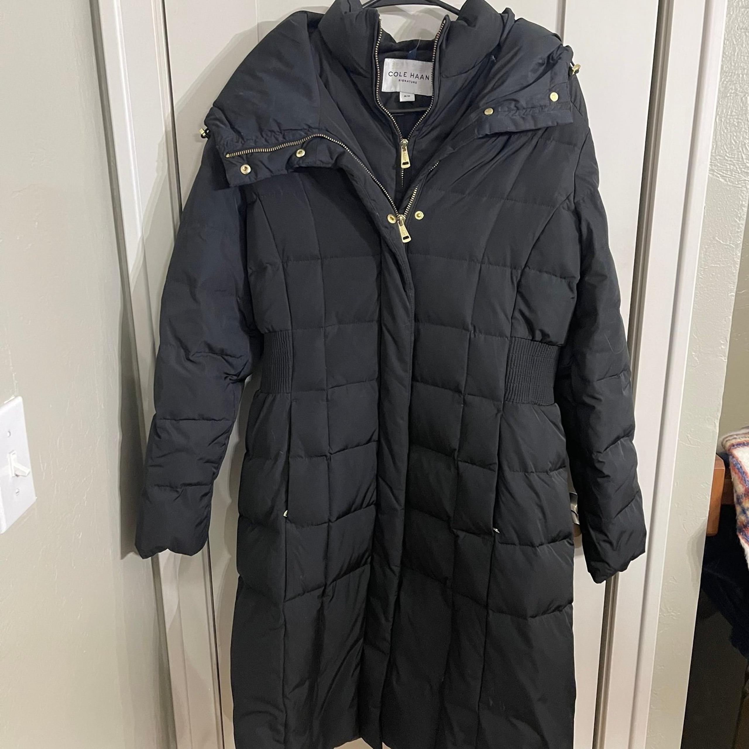 Cole Haan Women’s Hooded Down Puffer Coat Medium Black Quilted