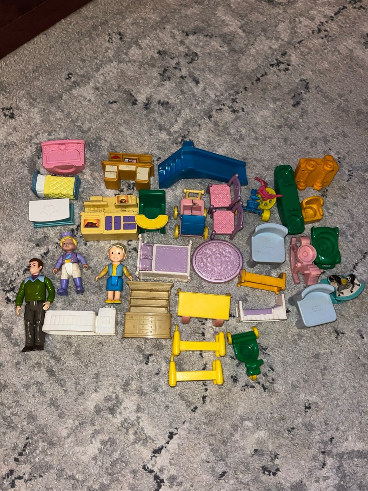 Vintage Fisher Price Little People Furniture Lot Happy Family Little Tikes