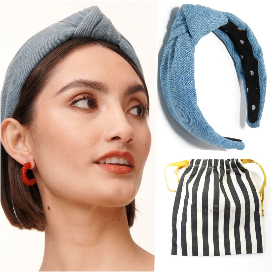 RARE Lele Sadoughi Denim Knotted Headband