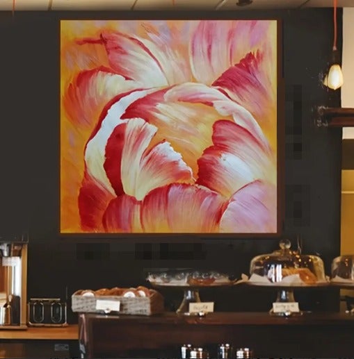 A hand-painted original flower core sofa background art wall painting