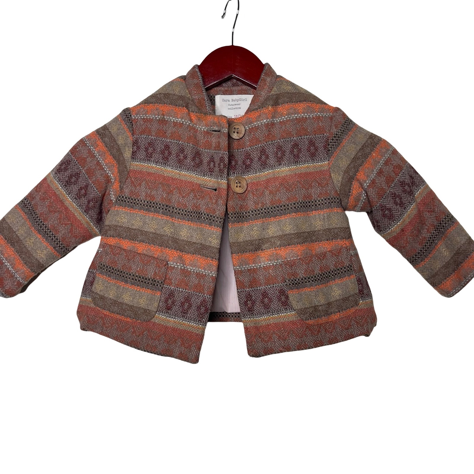 Zara baby girl tapestry blanket jacket sz 12-18 M