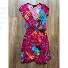 Vintage Roberto Cavalli Pink Printed Jewel Belted Mini Dress Medium