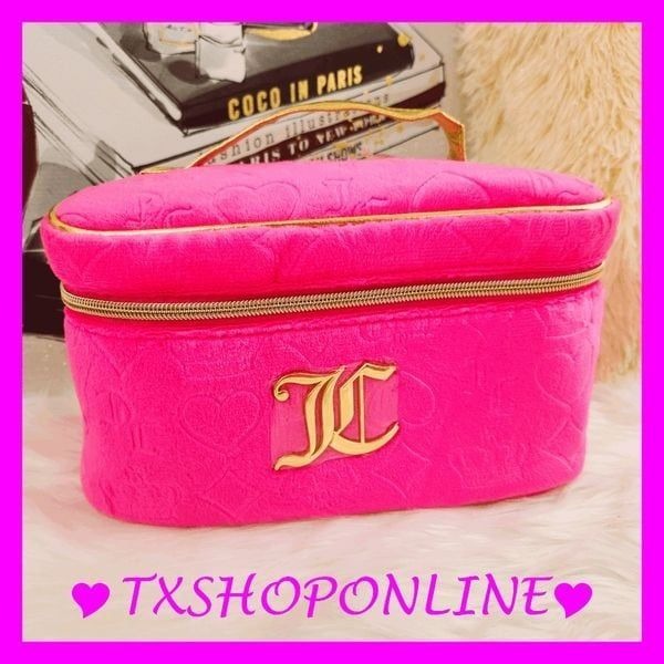 {Juicy Couture} Pink velvet travel train case NWT