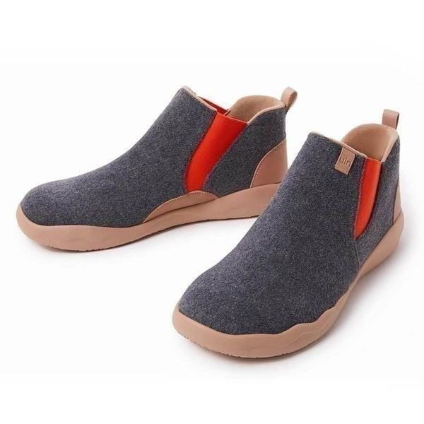 UIN Men's Ankle Chelsea Boots Cow Suede Comfort Shoes(GRANADA DEEP GREY WOOL)