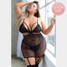 Black Lace Mini Dress FishNet BodyStocking Lingerie Set Queen Size Plus Size