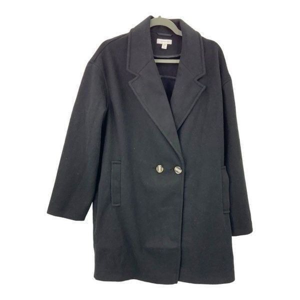TopShop Black Double Button Double Breast Peacoat Size 10