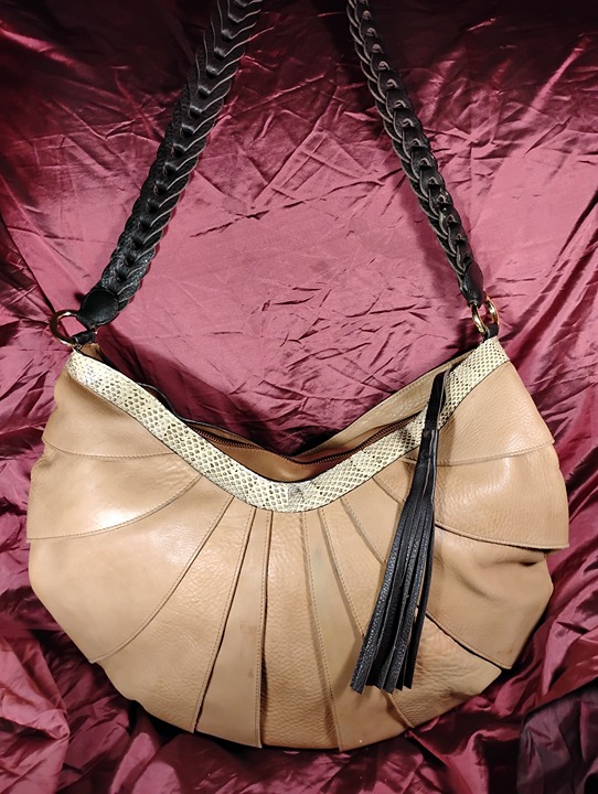 Handmade Leather Hobo Bag with Braided Strap, Chic Soft Leather Hobo Shoulder Ha
