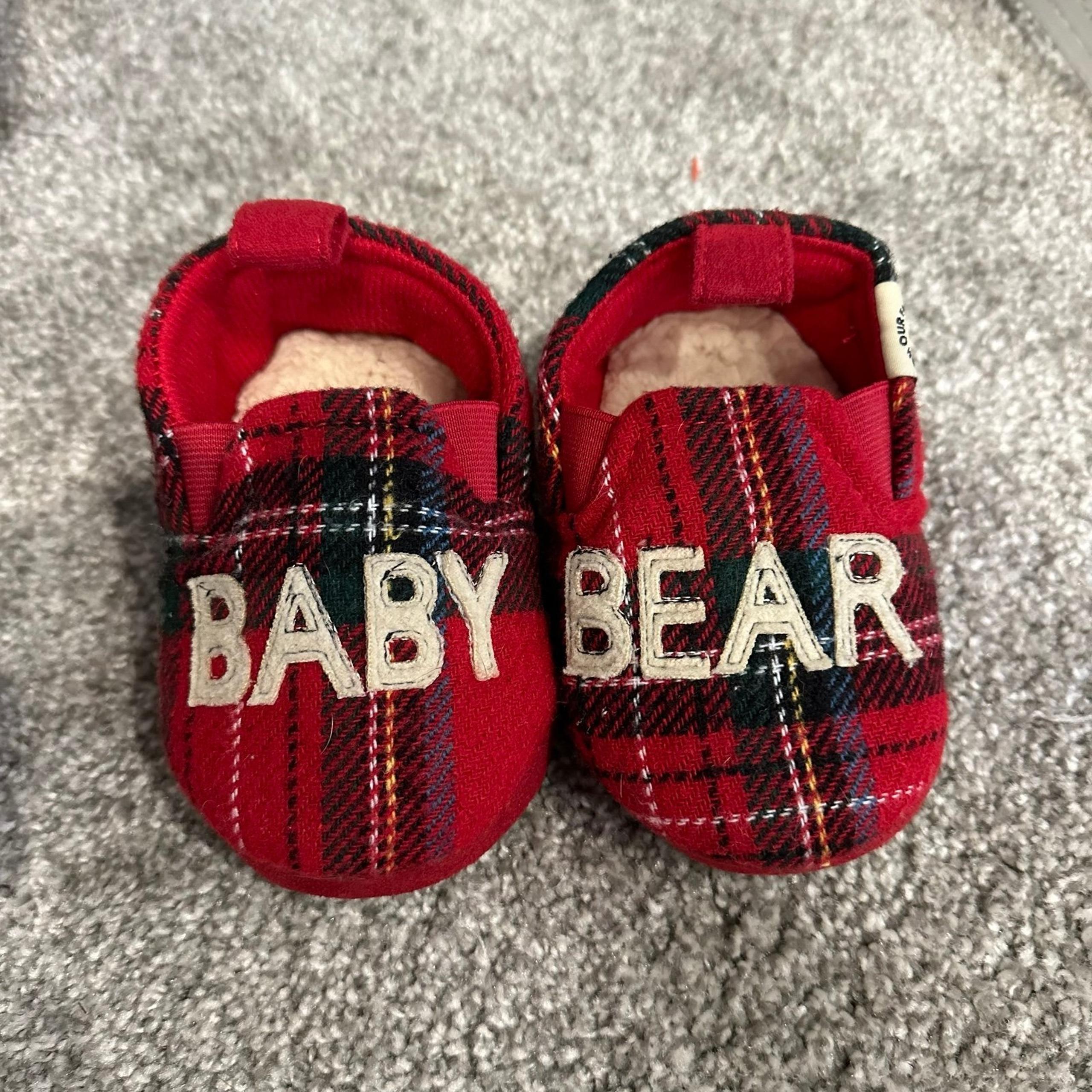 Dearfoams Baby Bear 12M Tartan Plaid Slippers