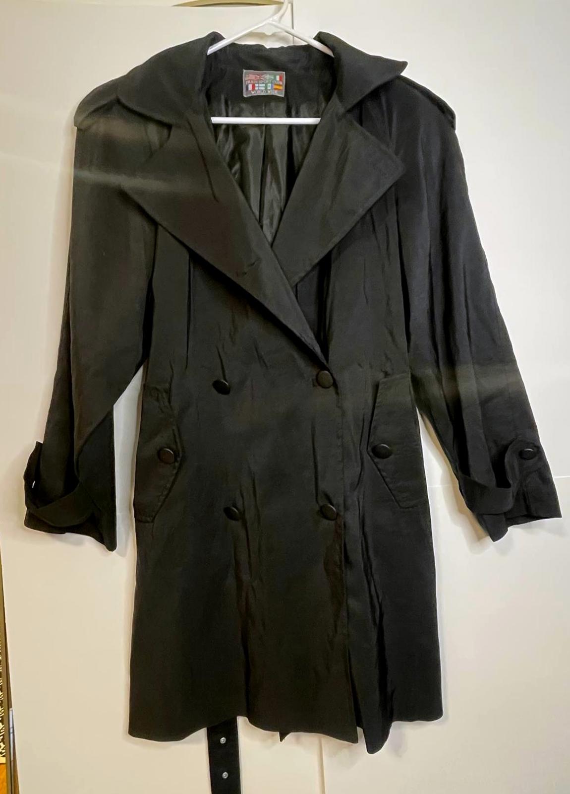 Vintage Paris Sport Club Classic Black Trench Coat L/XL