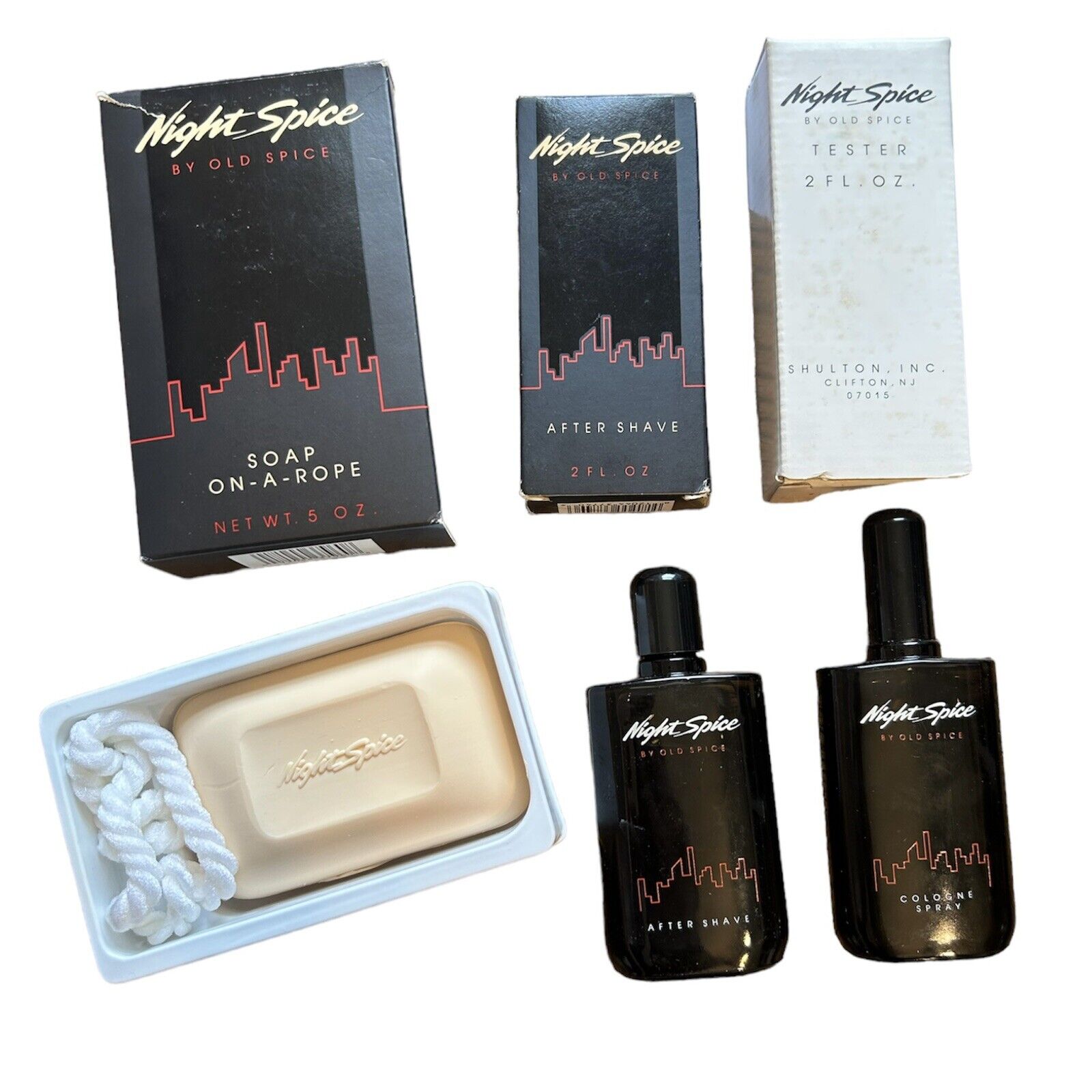 3 NIGHT SPICE by Old Spice NIB Soap on a Rope After Shave & Cologne