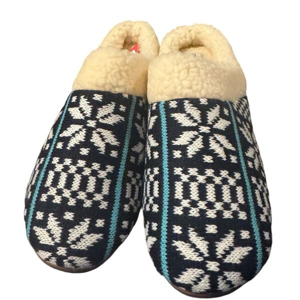 Deer Stags Mens Navy Patterned Cushioned Lodge Slippers SZ 11/12 NEW