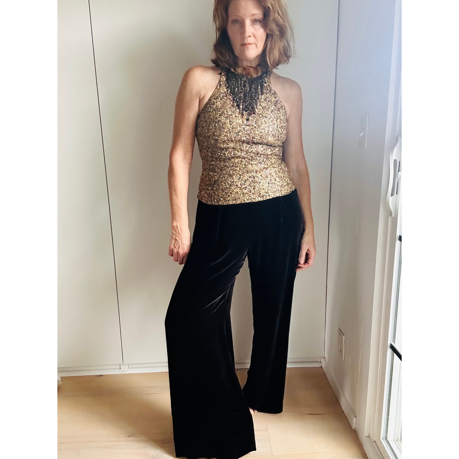 Naeem Khan Womens Formal Pant Suit set Sequin Size 4/12 Brown Special Occasion
