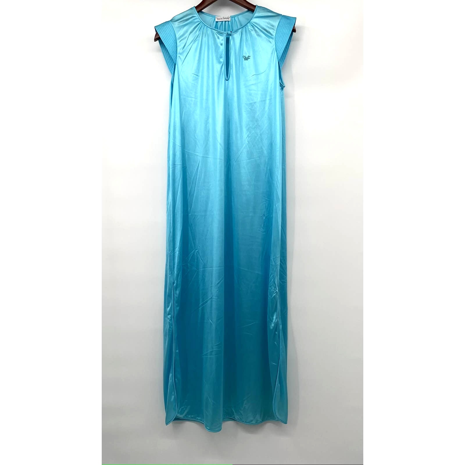 VTG Diane von Furstenberg Vintage Sleepwear Turquoise Slip Dress Nightgown DVF