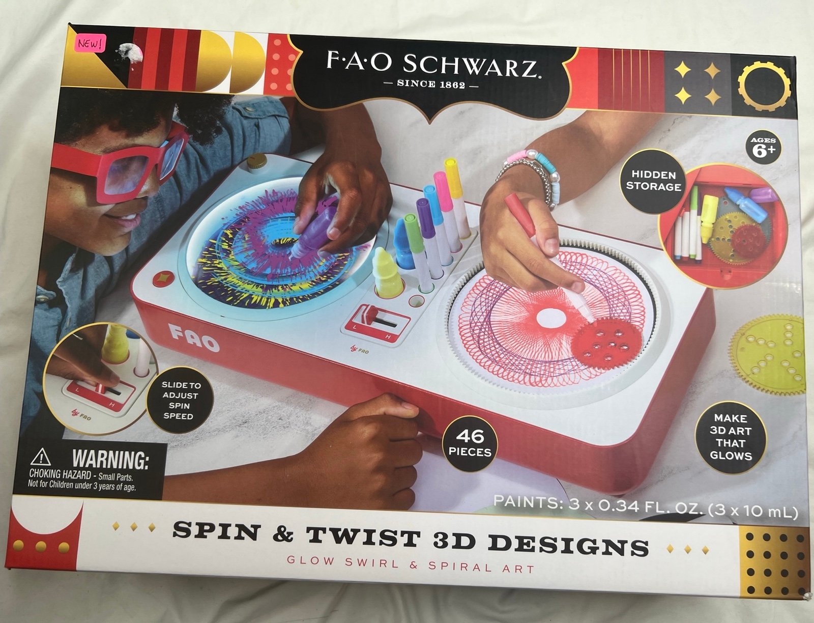 New FAO Schwarz Spin & Twist 3D Designs Glow Swirl & Spiral Kit A050424