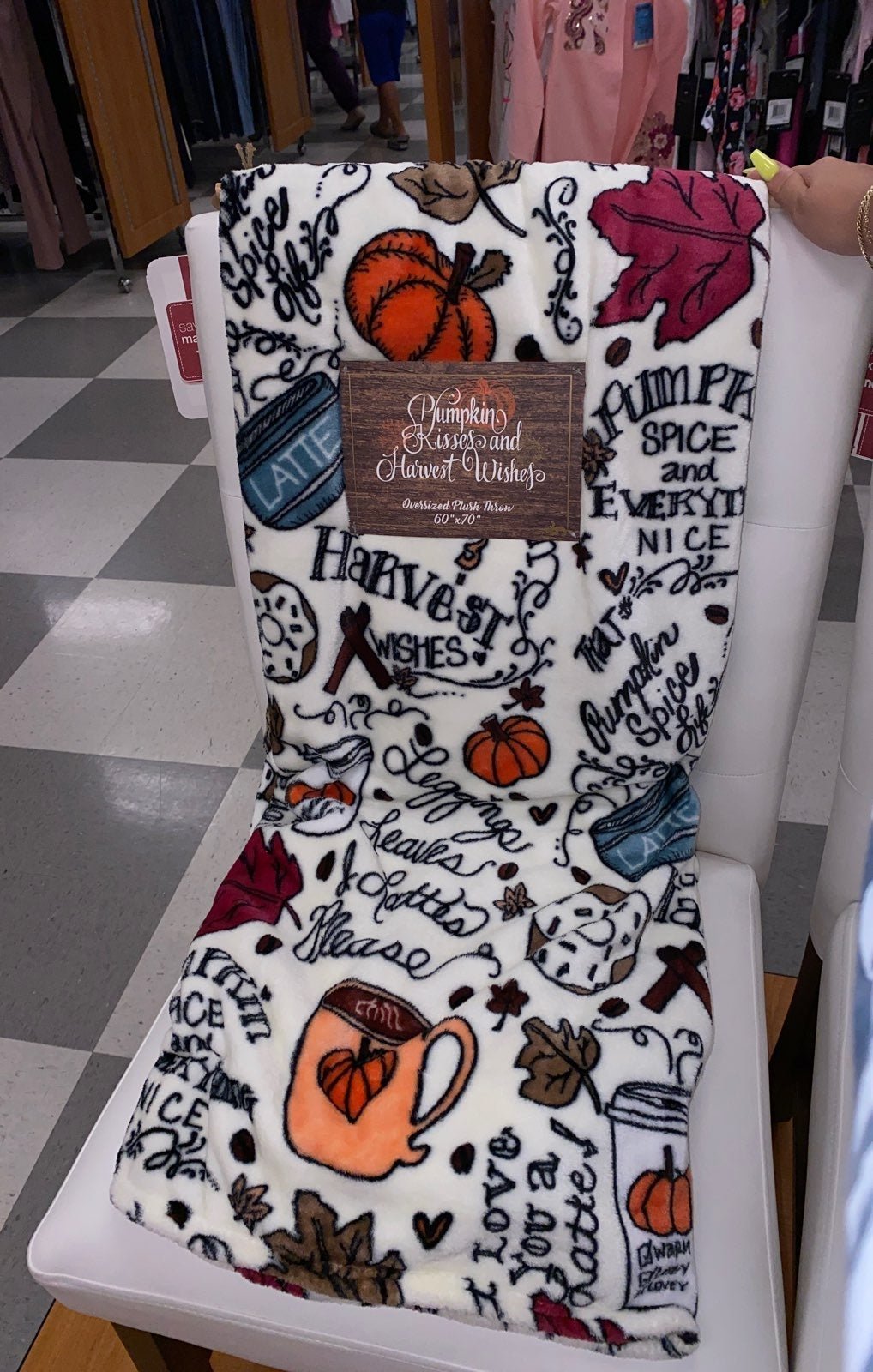 Pumpkin spice latte plush throw blanket